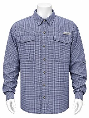 Habit Blue White Check Vented Button Up Men's Long Sleeve Fishing Shirt Size 2XL